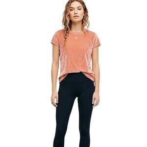 Madewell Womens Velvet Top Soft Short Sleeve Crewneck Size Small Holiday Party